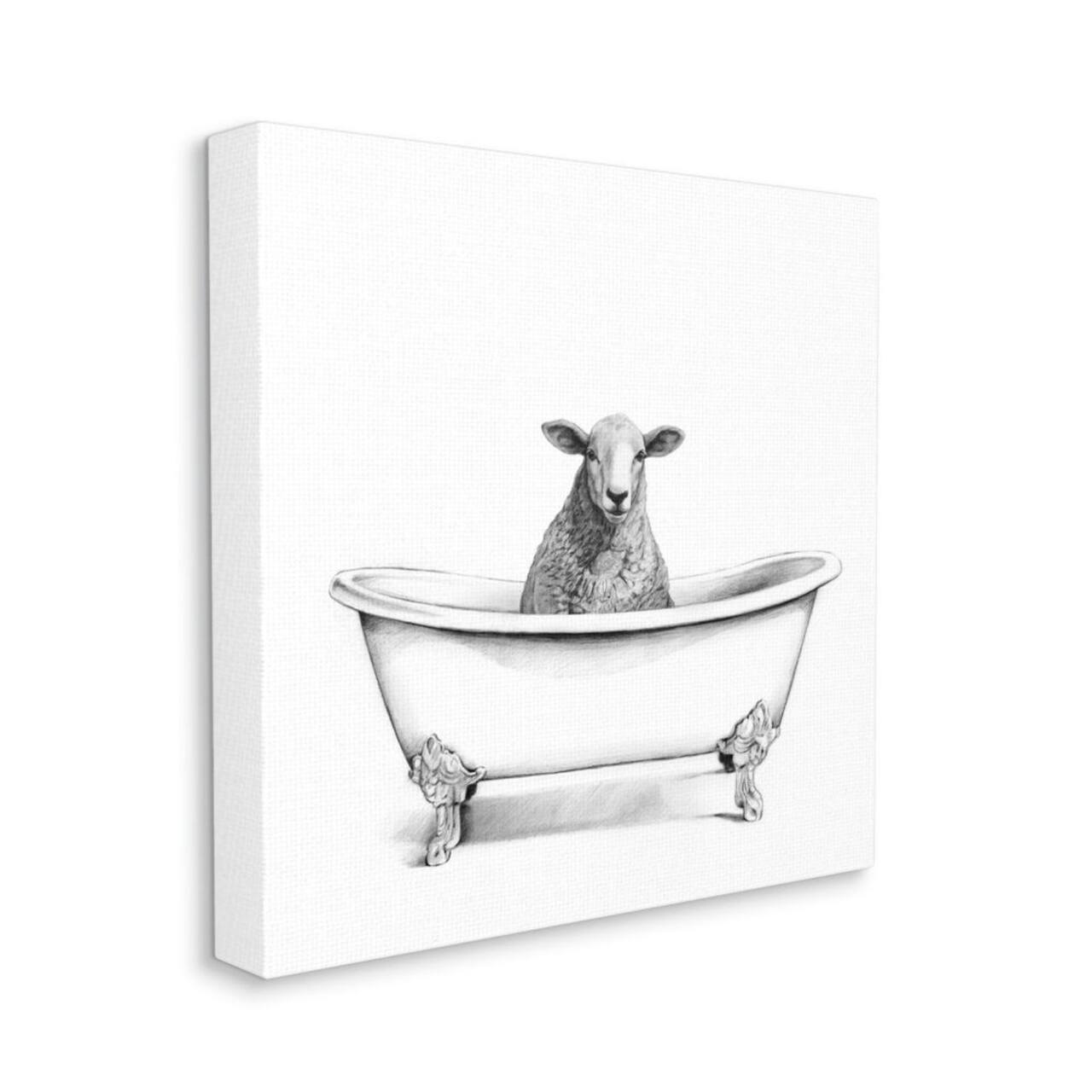 Stupell Industries Wooly Sheep in Bath Tub Canvas Wall Art